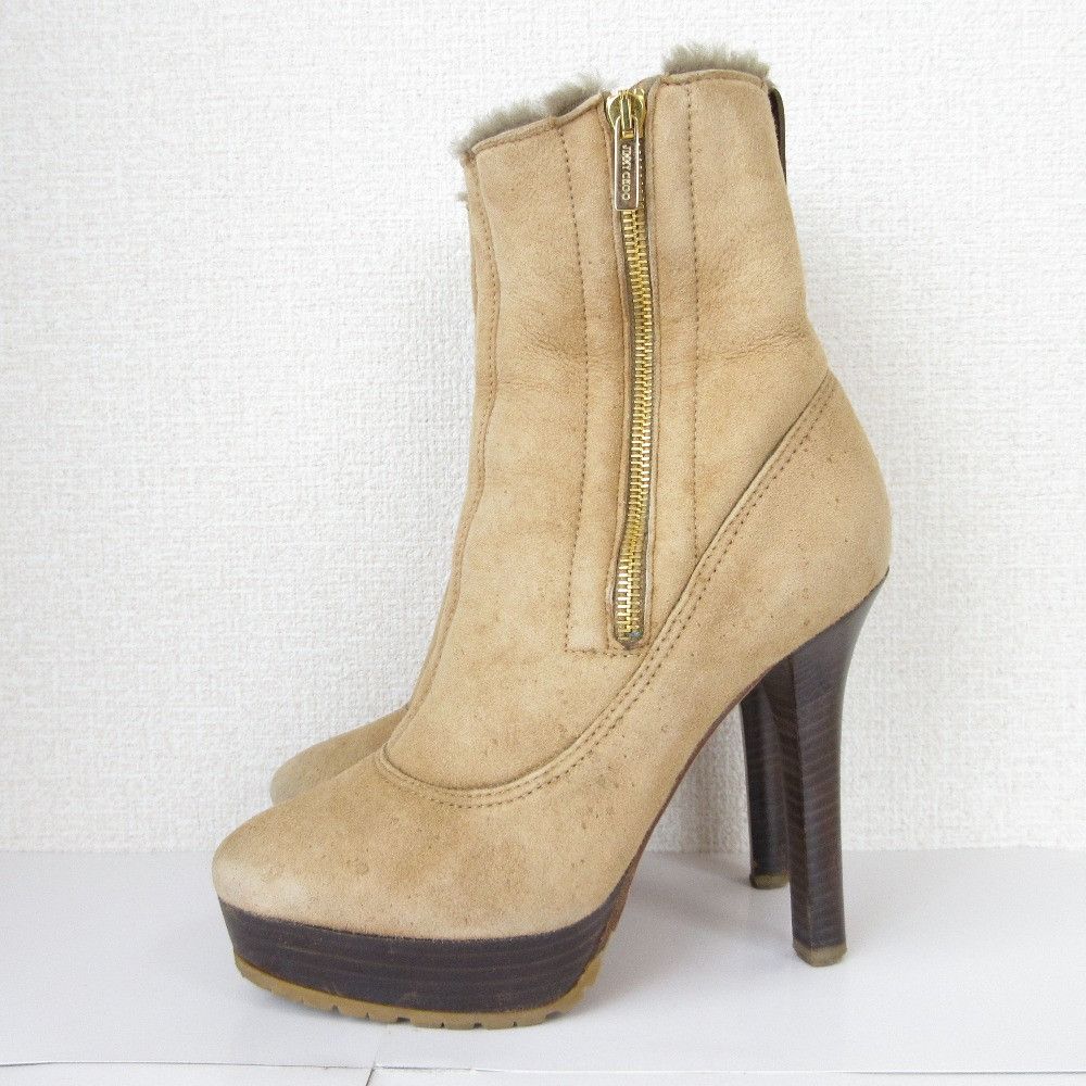 Jimmy Choo Jimmy Choo Jimmy Choo High Heel Shearling Boots Leather Shoes DUTY FREE for USA Size ONE SIZE - 5 Thumbnail