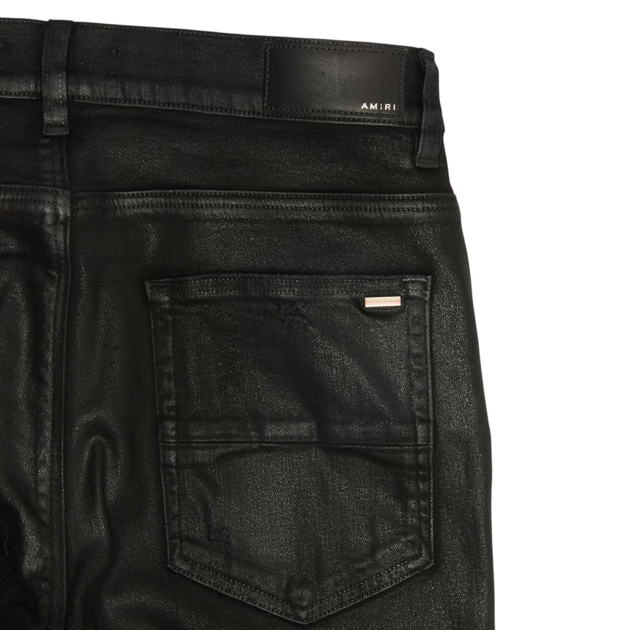 Amiri Amiri MX1 Leather Patch Jeans Waxed Black Size US 34 / EU 50 - 4 Thumbnail