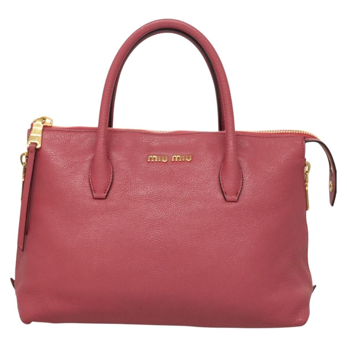 Miu Miu Miu Miu Convertible Madras Side Zip Satchel Grainy Leather Size ONE SIZE - 16 Thumbnail