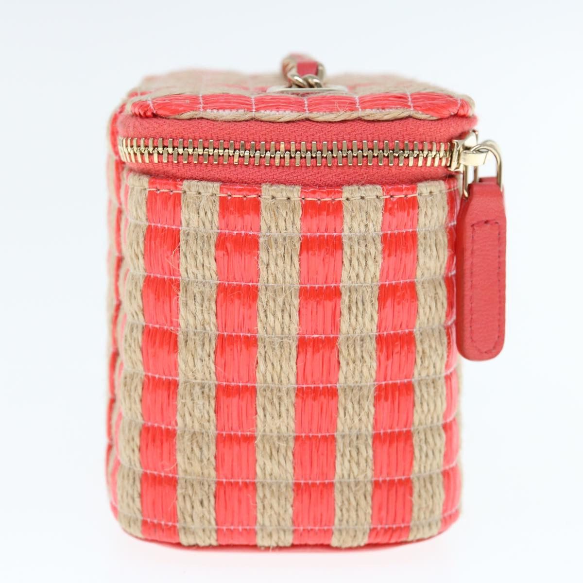 Chanel Chanel Classic Vanity Case with Chain Striped Raffia and Jute Size ONE SIZE - 4 Thumbnail
