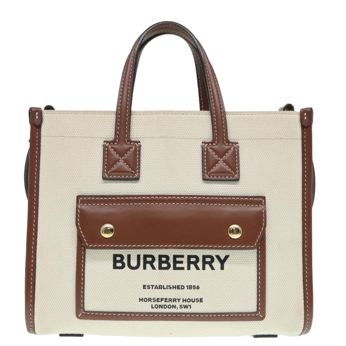 Burberry Burberry Freya Shopping Tote Canvas with Leather Size ONE SIZE - 19 Thumbnail