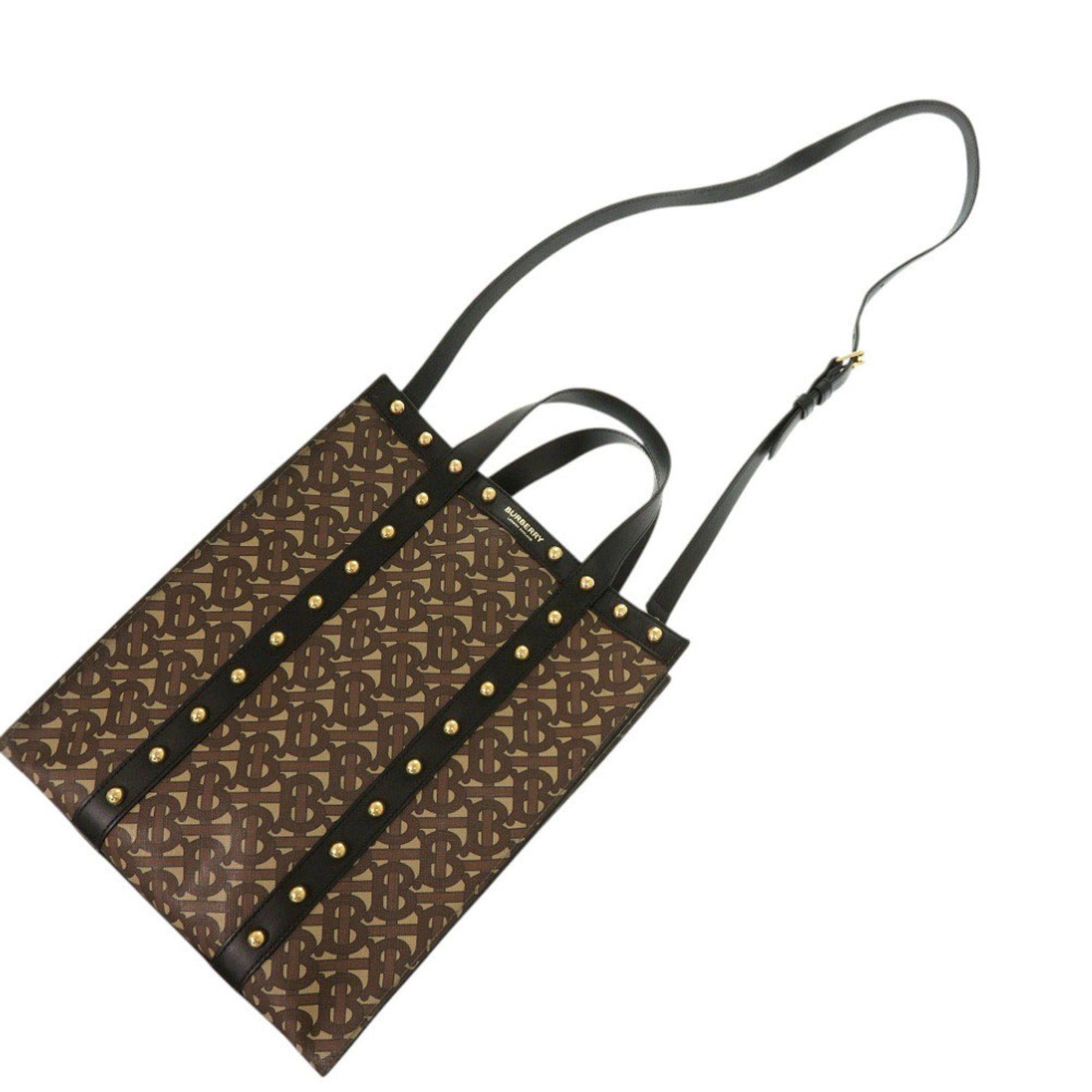 Burberry Burberry TB Small 8025068 PVC Coated Canvas Brown Tote Bag 2-Way Handbag 1291 BURBERRY Size ONE SIZE - 5 Thumbnail