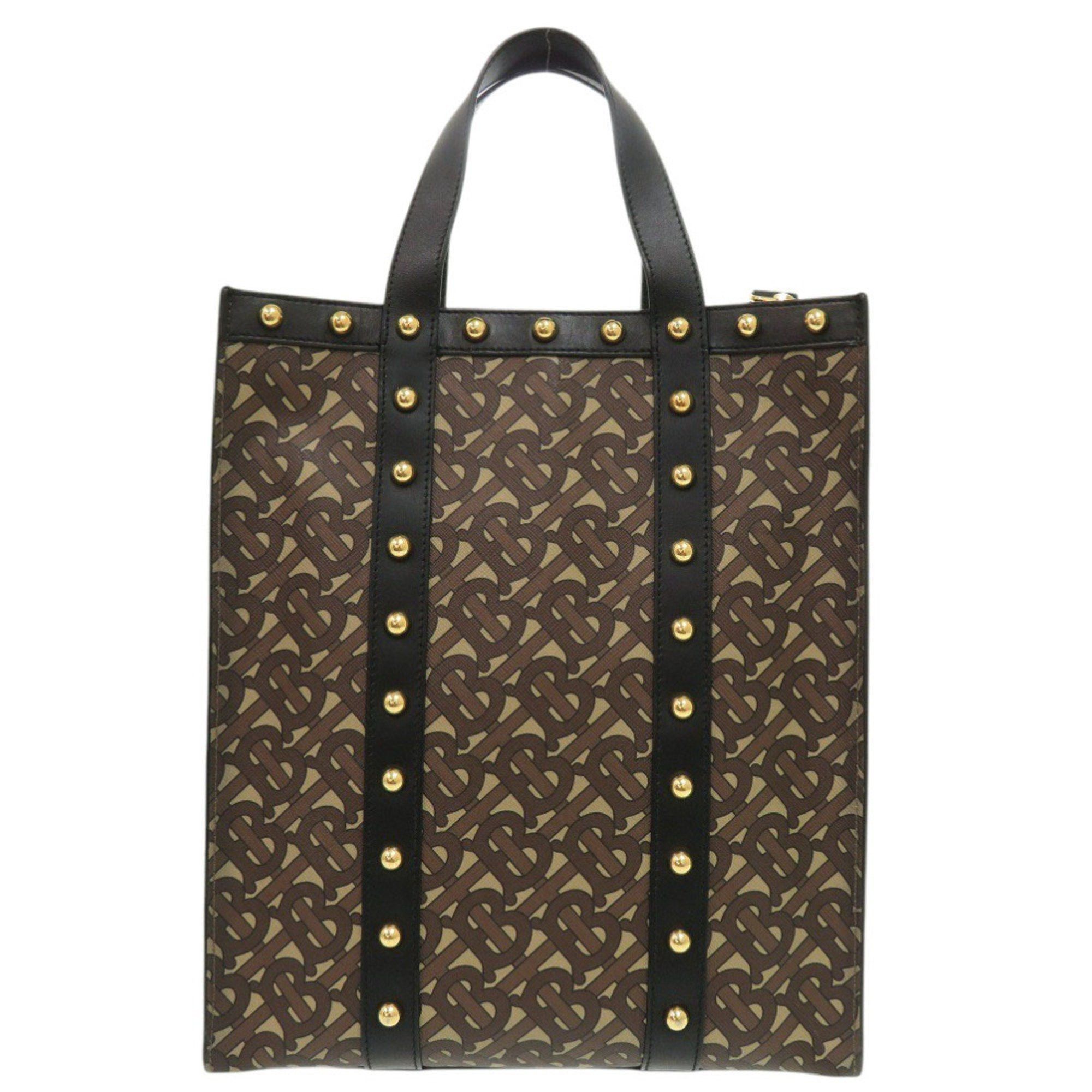 Burberry Burberry TB Small 8025068 PVC Coated Canvas Brown Tote Bag 2-Way Handbag 1291 BURBERRY Size ONE SIZE - 2 Thumbnail