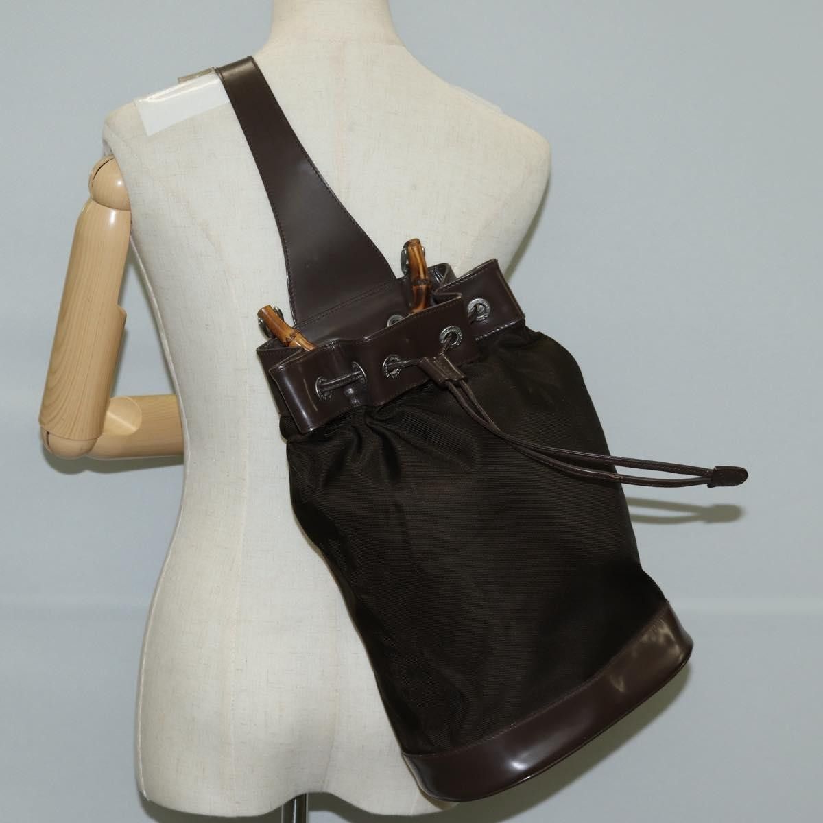 Gucci Gucci Vintage Bamboo Sling Backpack Nylon Size ONE SIZE - 14 Thumbnail