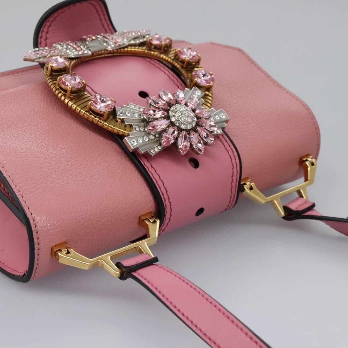 Miu Miu Miu Miu Madras Crystal Buckle Shoulder Bag Leather Size ONE SIZE - 17 Thumbnail