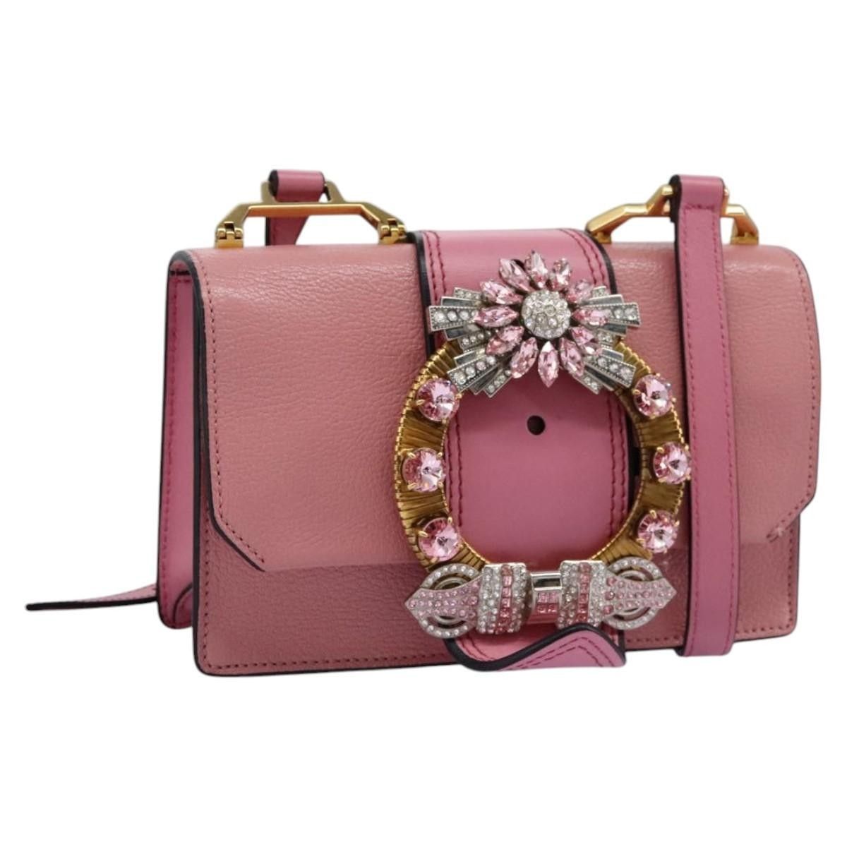 Miu Miu Miu Miu Madras Crystal Buckle Shoulder Bag Leather Size ONE SIZE - 20 Thumbnail