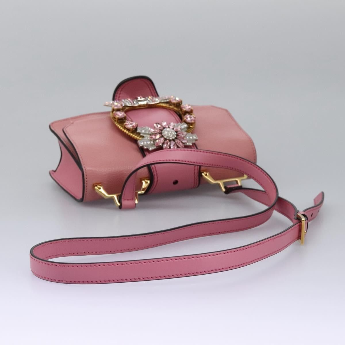 Miu Miu Miu Miu Madras Crystal Buckle Shoulder Bag Leather Size ONE SIZE - 8 Thumbnail
