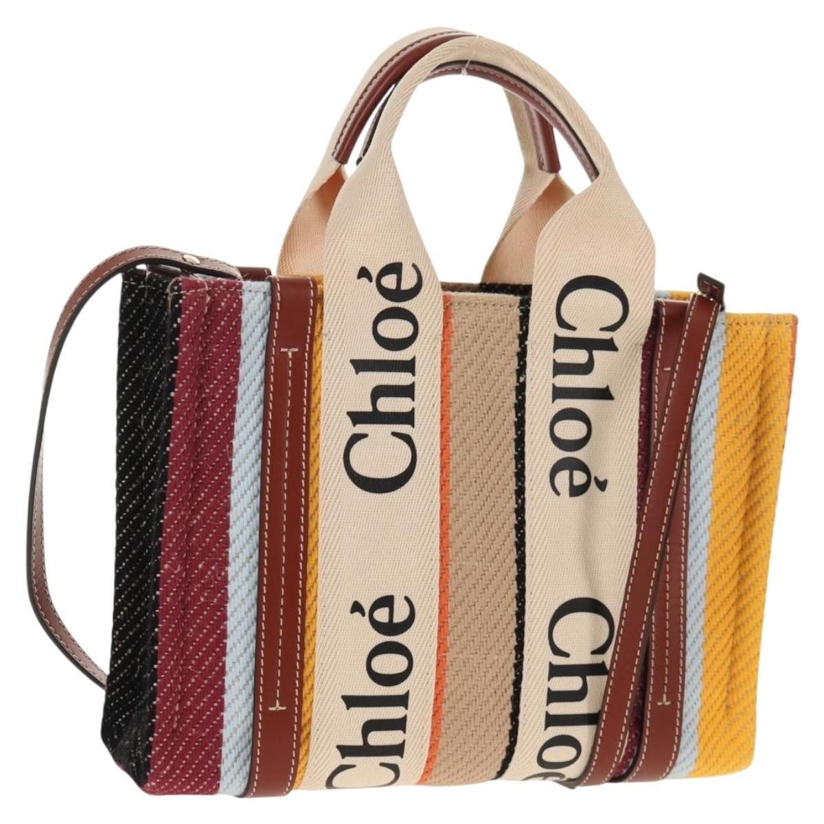 Chloe Chloe Woody Tote Canvas with Leather Size ONE SIZE - 21 Thumbnail