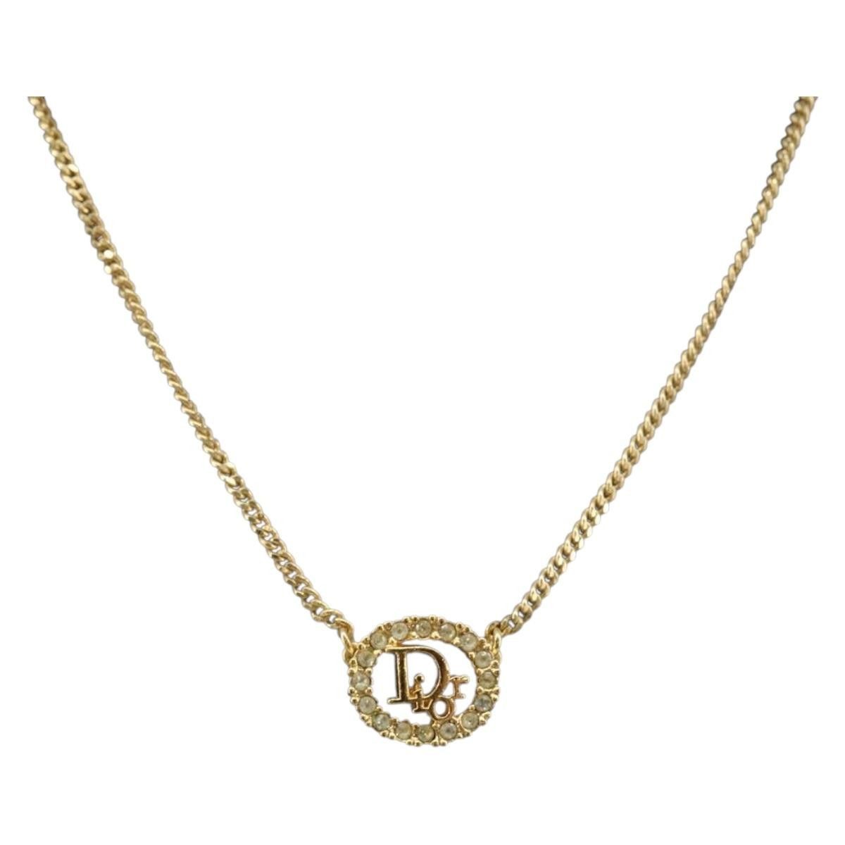Dior Christian Dior CD Round Pendant Necklace Metal and Crystals Size ONE SIZE - 3 Thumbnail
