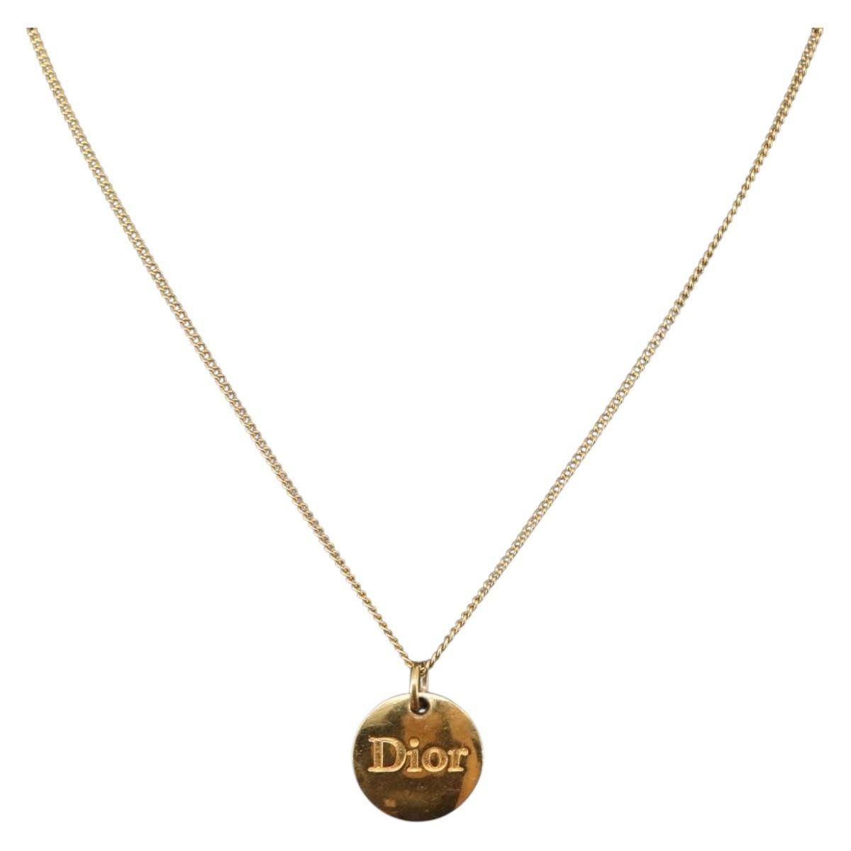 Dior Christian Dior Round Logo Pendant Necklace Metal Size ONE SIZE - 3 Thumbnail