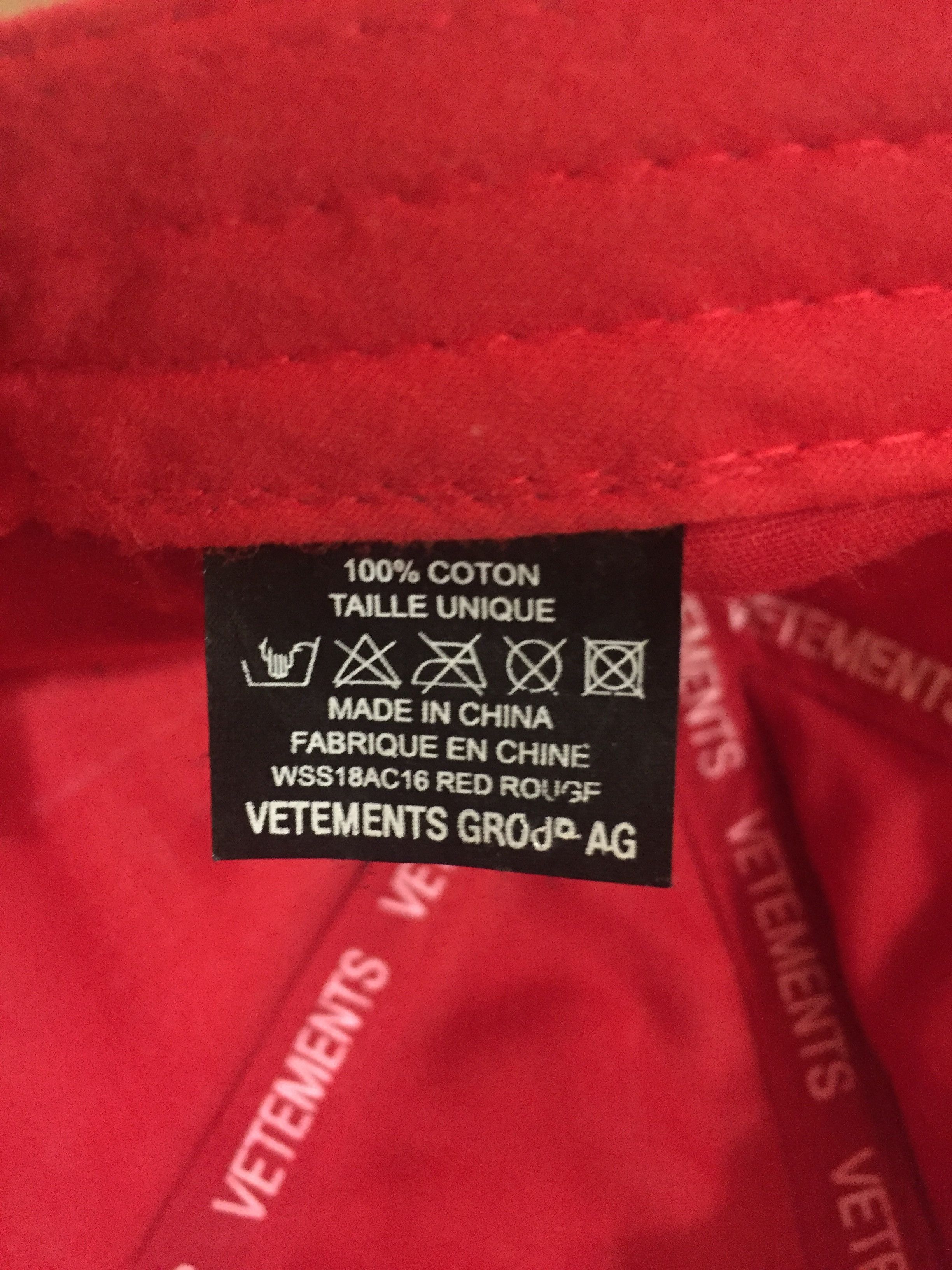 Vetements Vetements Haute Couture Cap Hat (Red) Size ONE SIZE - 2 Thumbnail