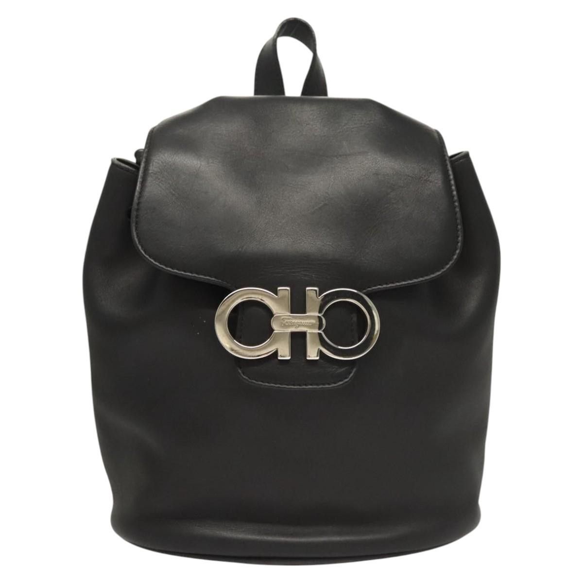 Salvatore Ferragamo Salvatore Ferragamo Gancini Flap Drawstring Backpack Leather Size ONE SIZE - 18 Thumbnail