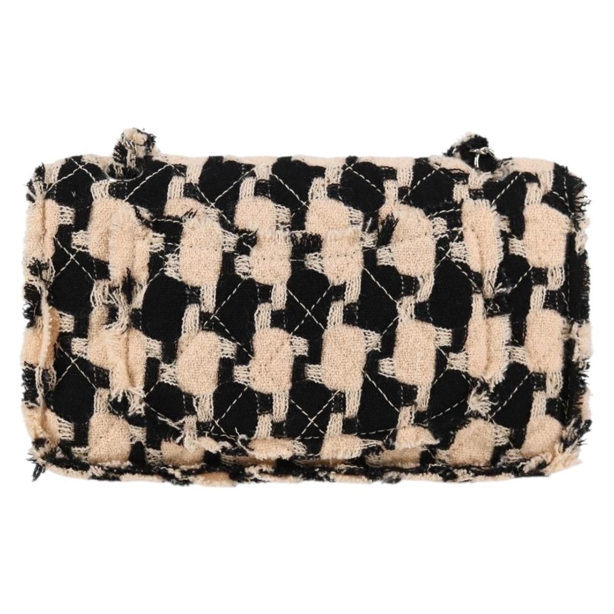 Chanel Chanel Classic Single Flap Bag Quilted Houndstooth Tweed and Ribbon Size ONE SIZE - 2 Thumbnail