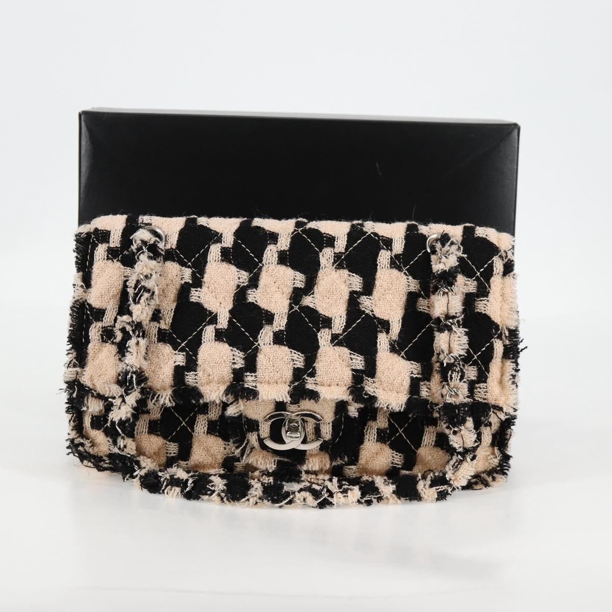 Chanel Chanel Classic Single Flap Bag Quilted Houndstooth Tweed and Ribbon Size ONE SIZE - 15 Thumbnail