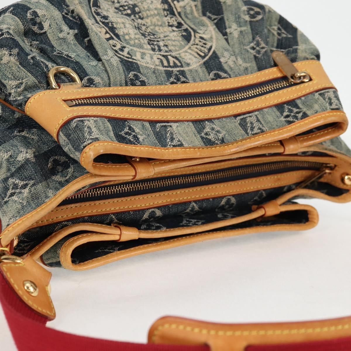 Louis Vuitton Louis Vuitton Porte Epaule Raye Handbag Striped Monogram Denim Size ONE SIZE - 17 Thumbnail