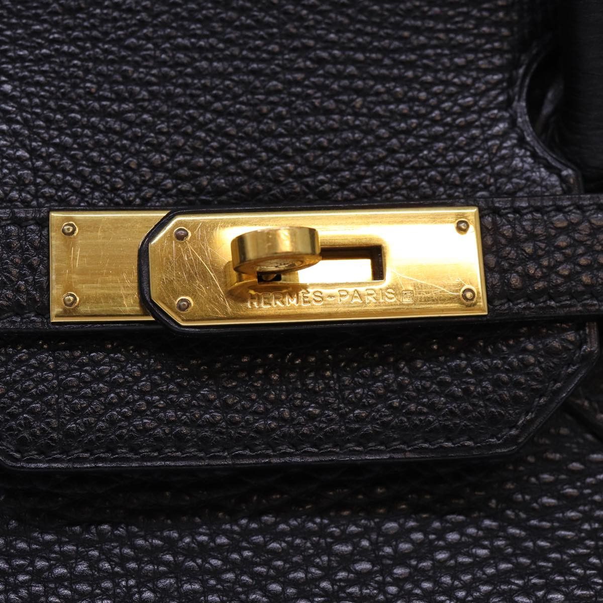 Hermes Hermes Birkin Handbag Black Clemence with Palladium Hardware Size ONE SIZE - 14 Thumbnail