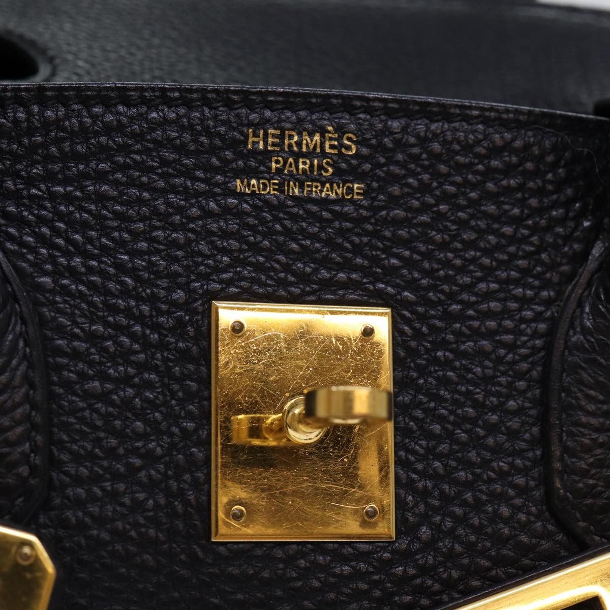 Hermes Hermes Birkin Handbag Black Clemence with Palladium Hardware Size ONE SIZE - 16 Thumbnail