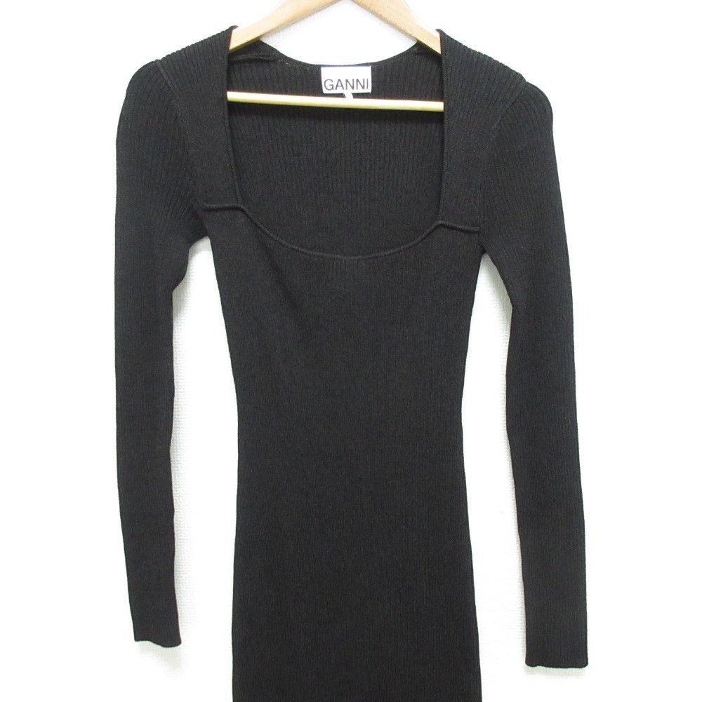 Other Other Ganni Stretch Wide Neck Long Rib Knit Dress Others Dresses DUTY FREE for USA Size ONE SIZE - 3 Thumbnail