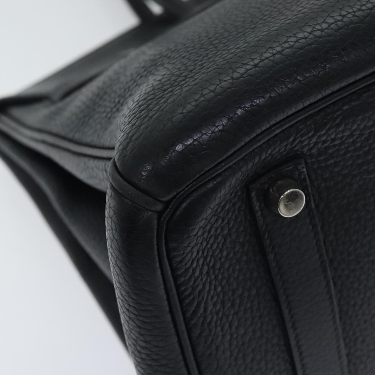 Hermes Hermes Birkin Handbag Black Clemence with Palladium Hardware Size ONE SIZE - 9 Thumbnail