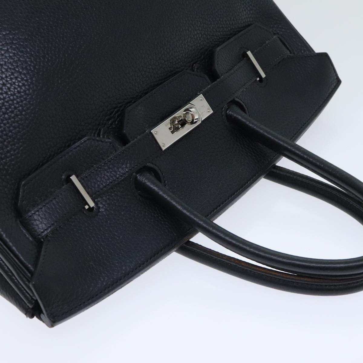 Hermes Hermes Birkin Handbag Black Clemence with Palladium Hardware Size ONE SIZE - 14 Thumbnail