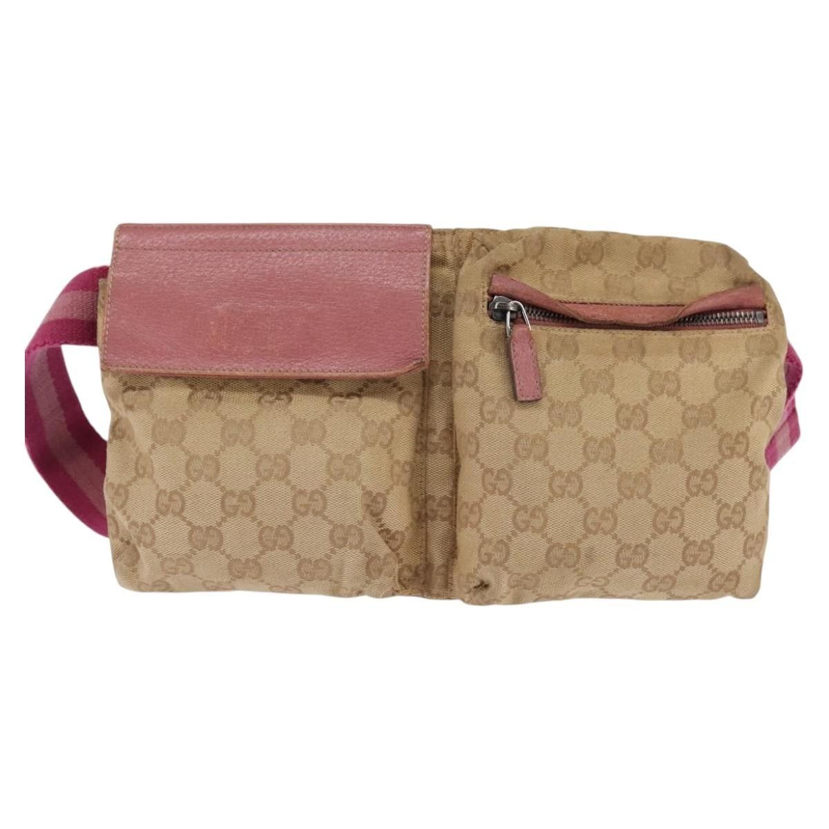 Gucci Gucci Vintage Double Belt Bag GG Canvas with Leather Size ONE SIZE - 22 Thumbnail
