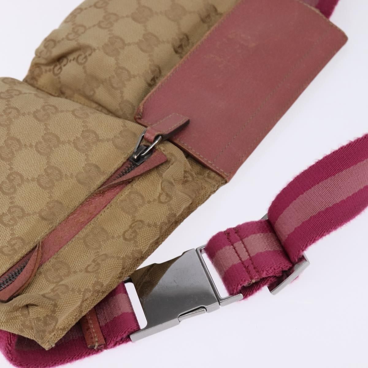 Gucci Gucci Vintage Double Belt Bag GG Canvas with Leather Size ONE SIZE - 14 Thumbnail