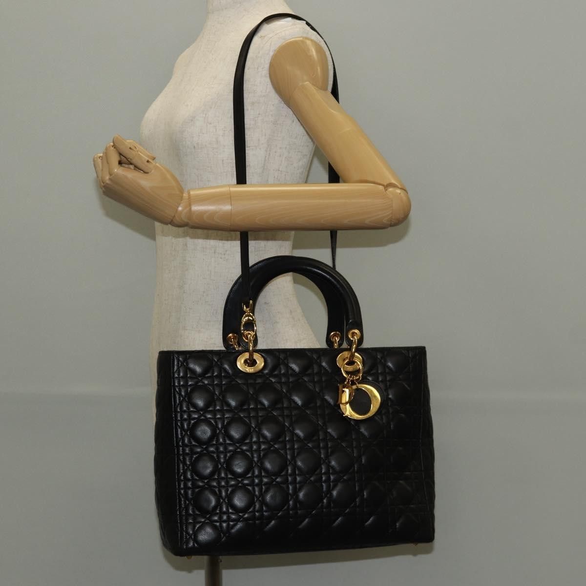 Dior Christian Dior Vintage Lady Dior Bag Cannage Quilt Lambskin Size ONE SIZE - 15 Thumbnail