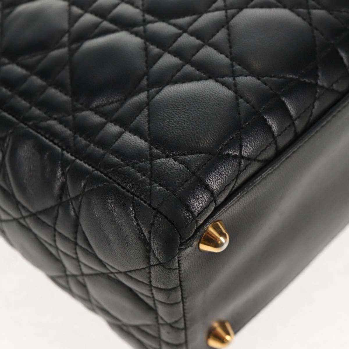 Dior Christian Dior Vintage Lady Dior Bag Cannage Quilt Lambskin Size ONE SIZE - 9 Thumbnail