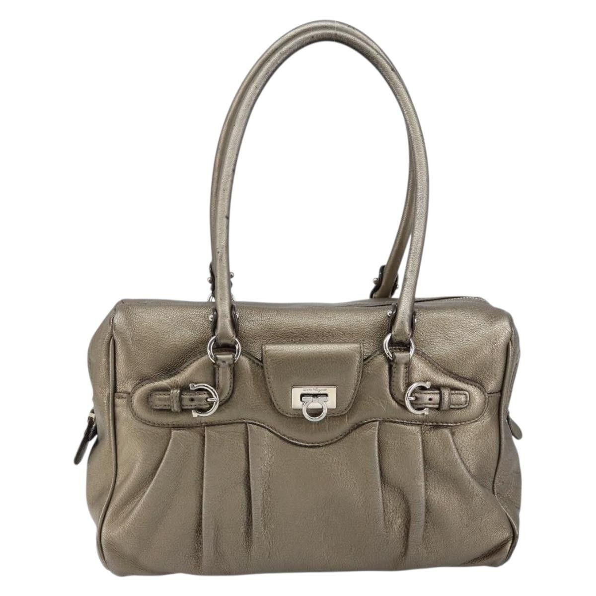 Salvatore Ferragamo Gancini Buckle Shoulder Bag Leather
