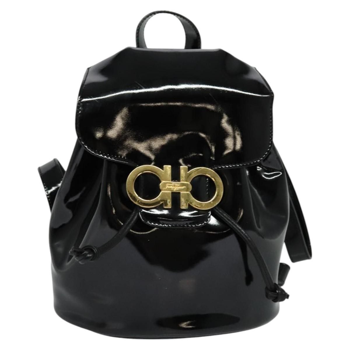 Salvatore Ferragamo Salvatore Ferragamo Gancini Flap Drawstring Backpack Patent leather Size ONE SIZE - 18 Thumbnail
