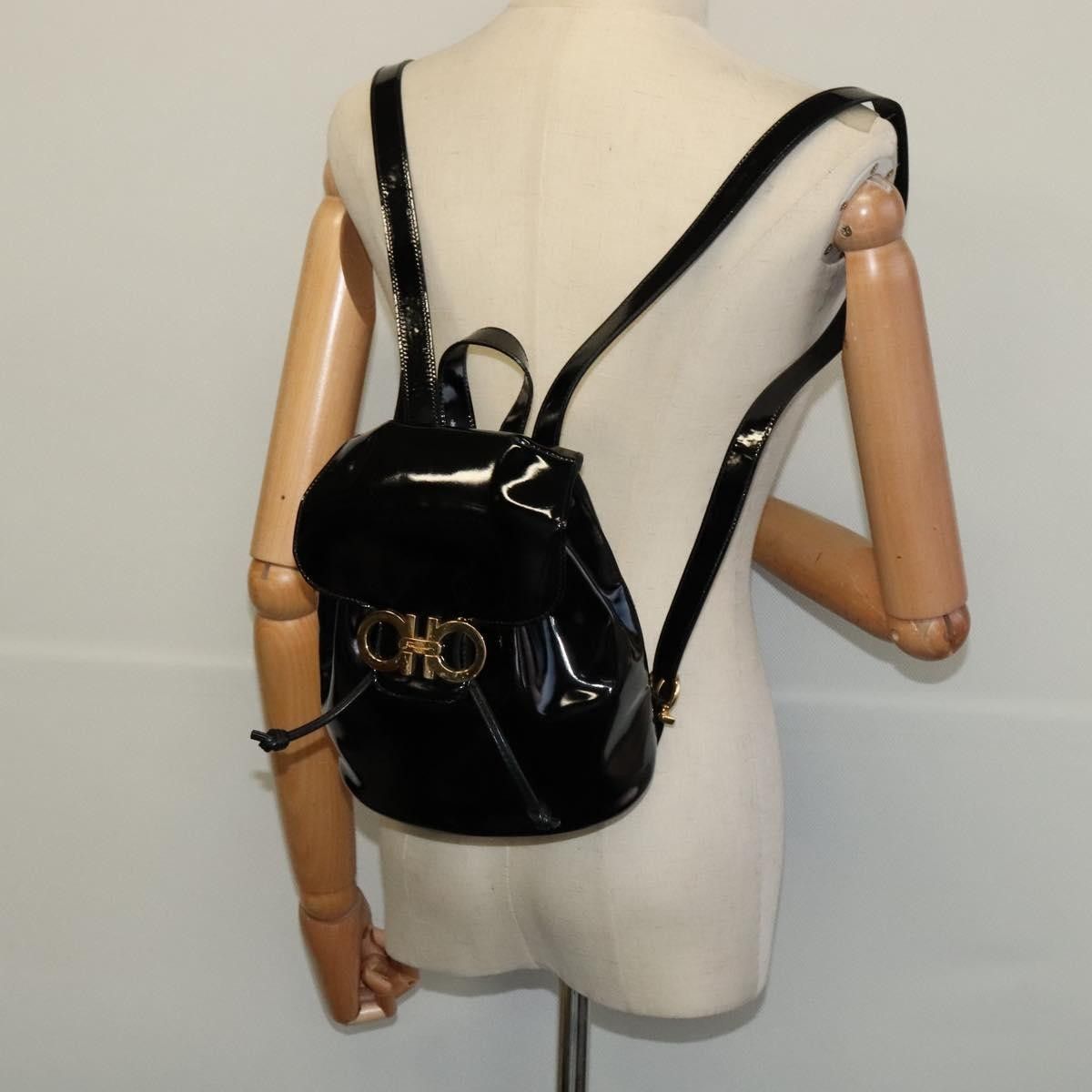 Salvatore Ferragamo Salvatore Ferragamo Gancini Flap Drawstring Backpack Patent leather Size ONE SIZE - 13 Thumbnail