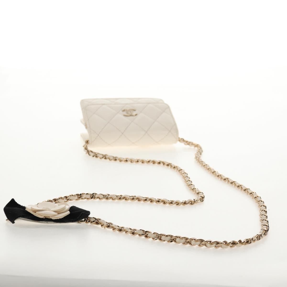 Chanel Chanel Camellia Bow Flap Card Holder with Chain Quilted Lambskin Size ONE SIZE - 8 Thumbnail
