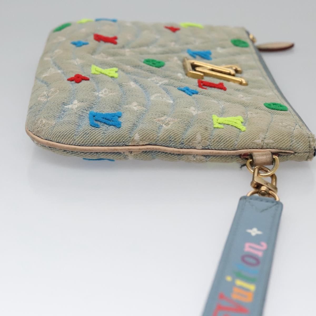 Louis Vuitton Louis Vuitton New Wave Zipped Pochette Monogram Embroidered Quilted Denim Size ONE SIZE - 4 Thumbnail