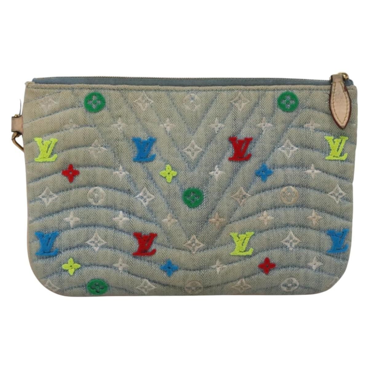 Louis Vuitton Louis Vuitton New Wave Zipped Pochette Monogram Embroidered Quilted Denim Size ONE SIZE - 2 Thumbnail