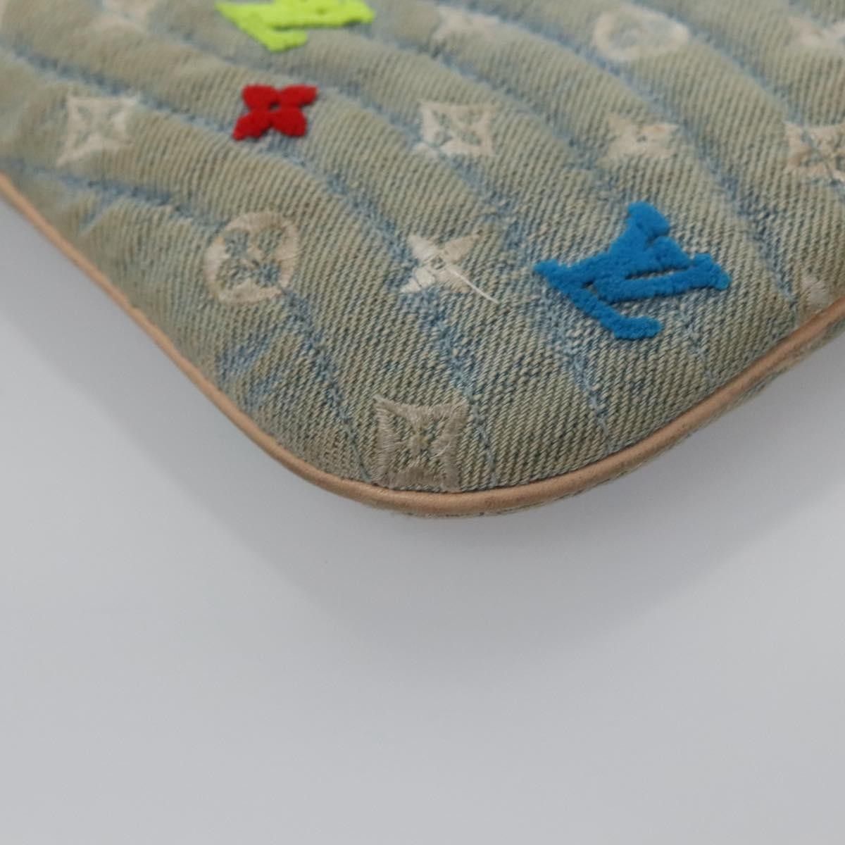 Louis Vuitton Louis Vuitton New Wave Zipped Pochette Monogram Embroidered Quilted Denim Size ONE SIZE - 9 Thumbnail