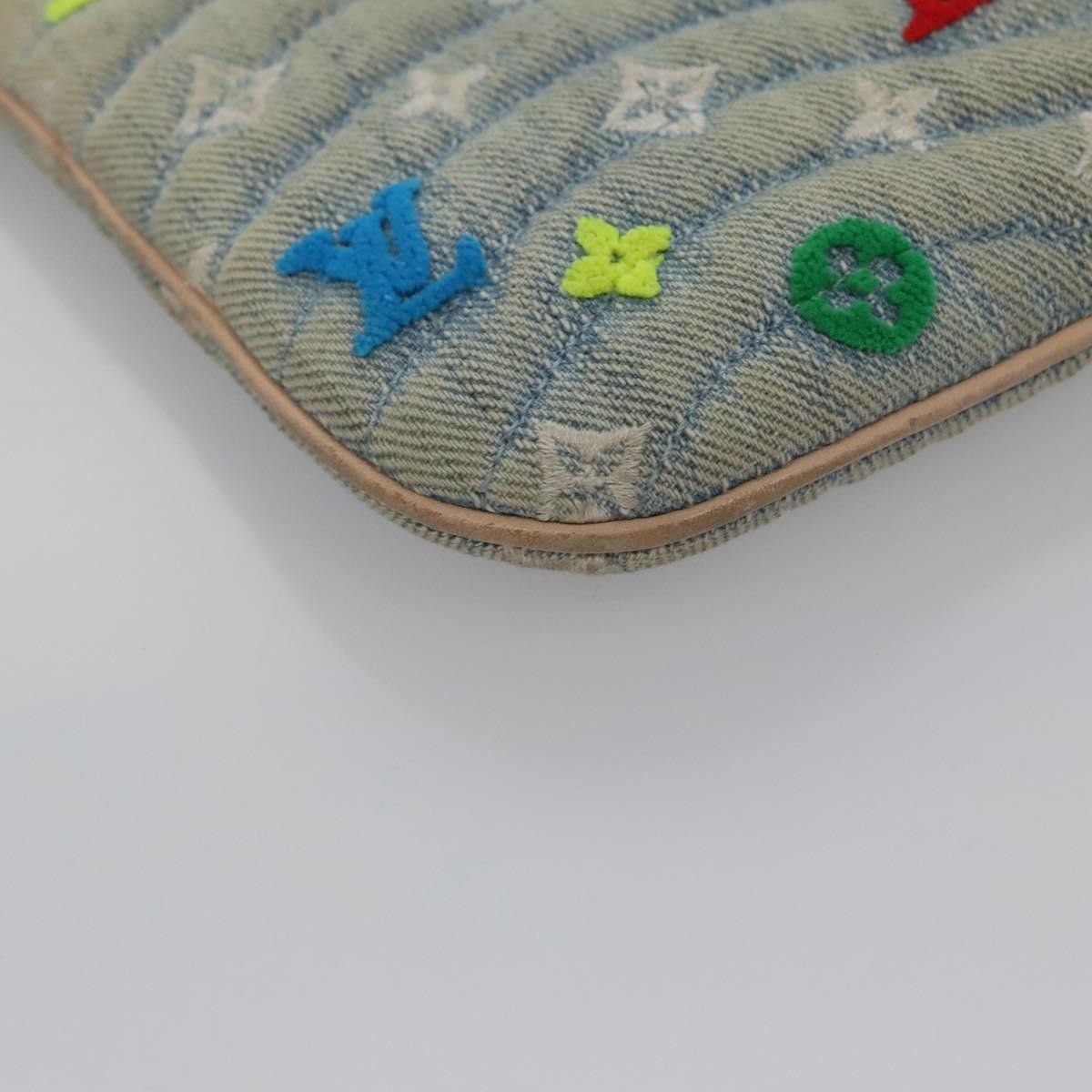Louis Vuitton Louis Vuitton New Wave Zipped Pochette Monogram Embroidered Quilted Denim Size ONE SIZE - 10 Thumbnail