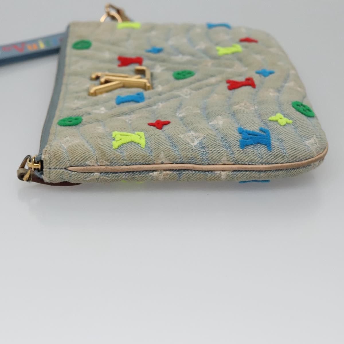 Louis Vuitton Louis Vuitton New Wave Zipped Pochette Monogram Embroidered Quilted Denim Size ONE SIZE - 3 Thumbnail