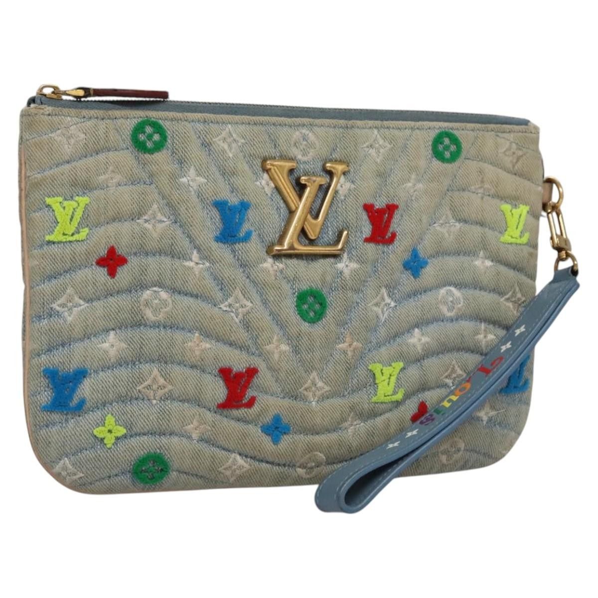 Louis Vuitton Louis Vuitton New Wave Zipped Pochette Monogram Embroidered Quilted Denim Size ONE SIZE - 13 Thumbnail