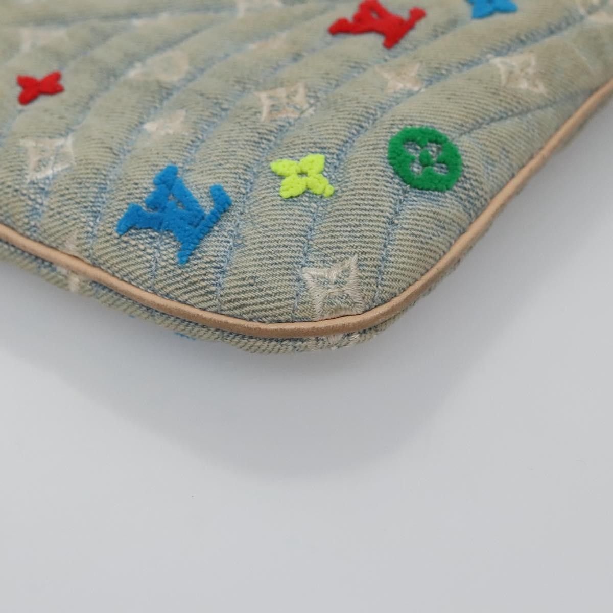 Louis Vuitton Louis Vuitton New Wave Zipped Pochette Monogram Embroidered Quilted Denim Size ONE SIZE - 8 Thumbnail