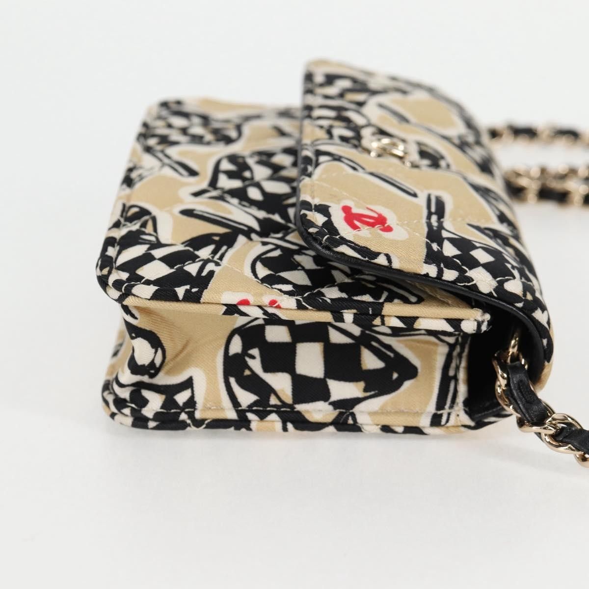 Chanel Chanel Flap Card Holder on Chain Quilted Printed Canvas Size ONE SIZE - 4 Thumbnail