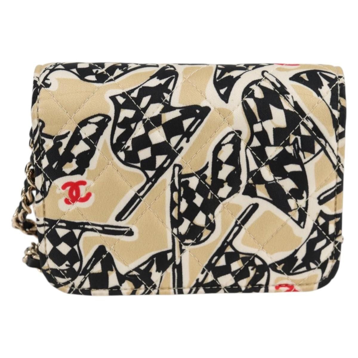Chanel Chanel Flap Card Holder on Chain Quilted Printed Canvas Size ONE SIZE - 2 Thumbnail