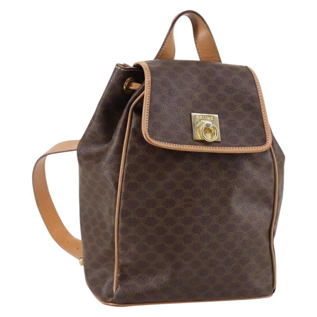 Celine Celine Vintage Drawstring Flap Backpack Macadam Coated Canvas Size ONE SIZE - 21 Thumbnail