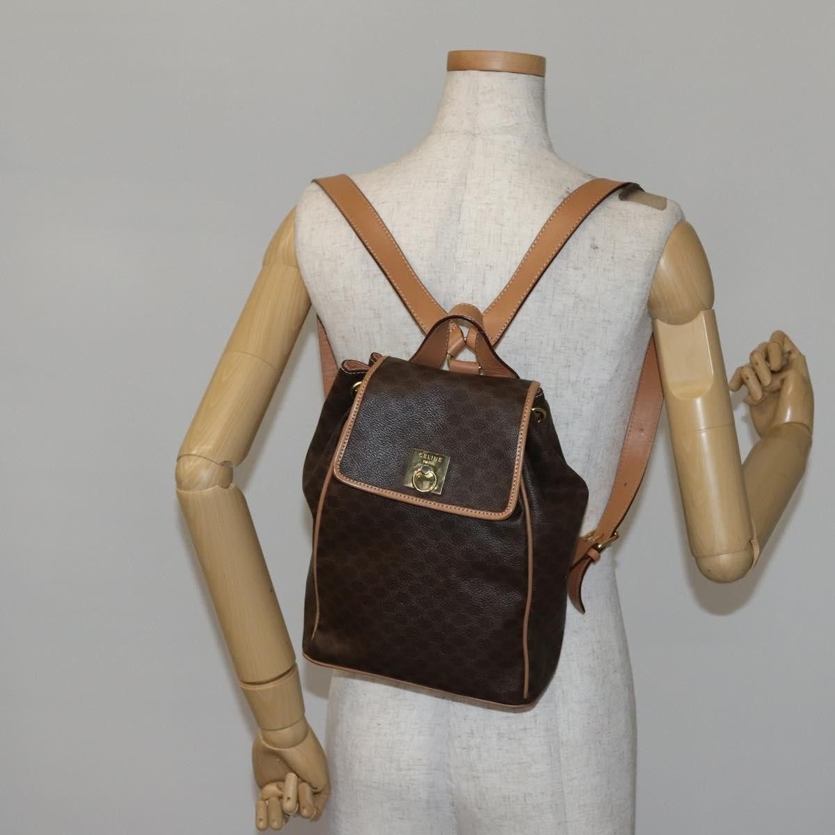 Celine Celine Vintage Drawstring Flap Backpack Macadam Coated Canvas Size ONE SIZE - 14 Thumbnail