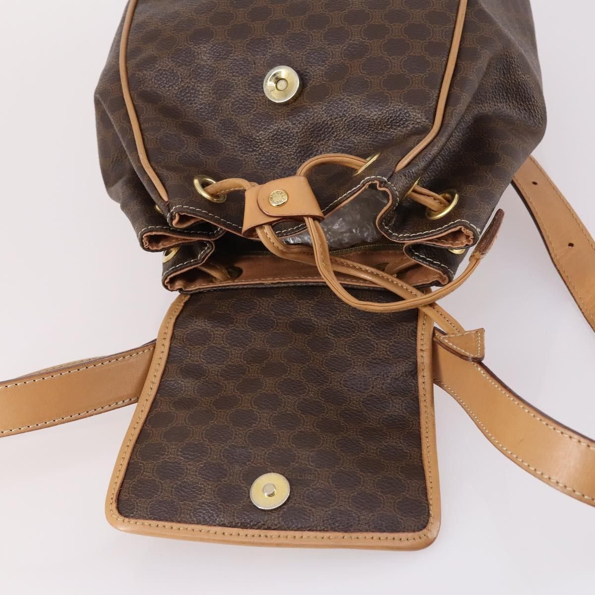 Celine Celine Vintage Drawstring Flap Backpack Macadam Coated Canvas Size ONE SIZE - 20 Thumbnail