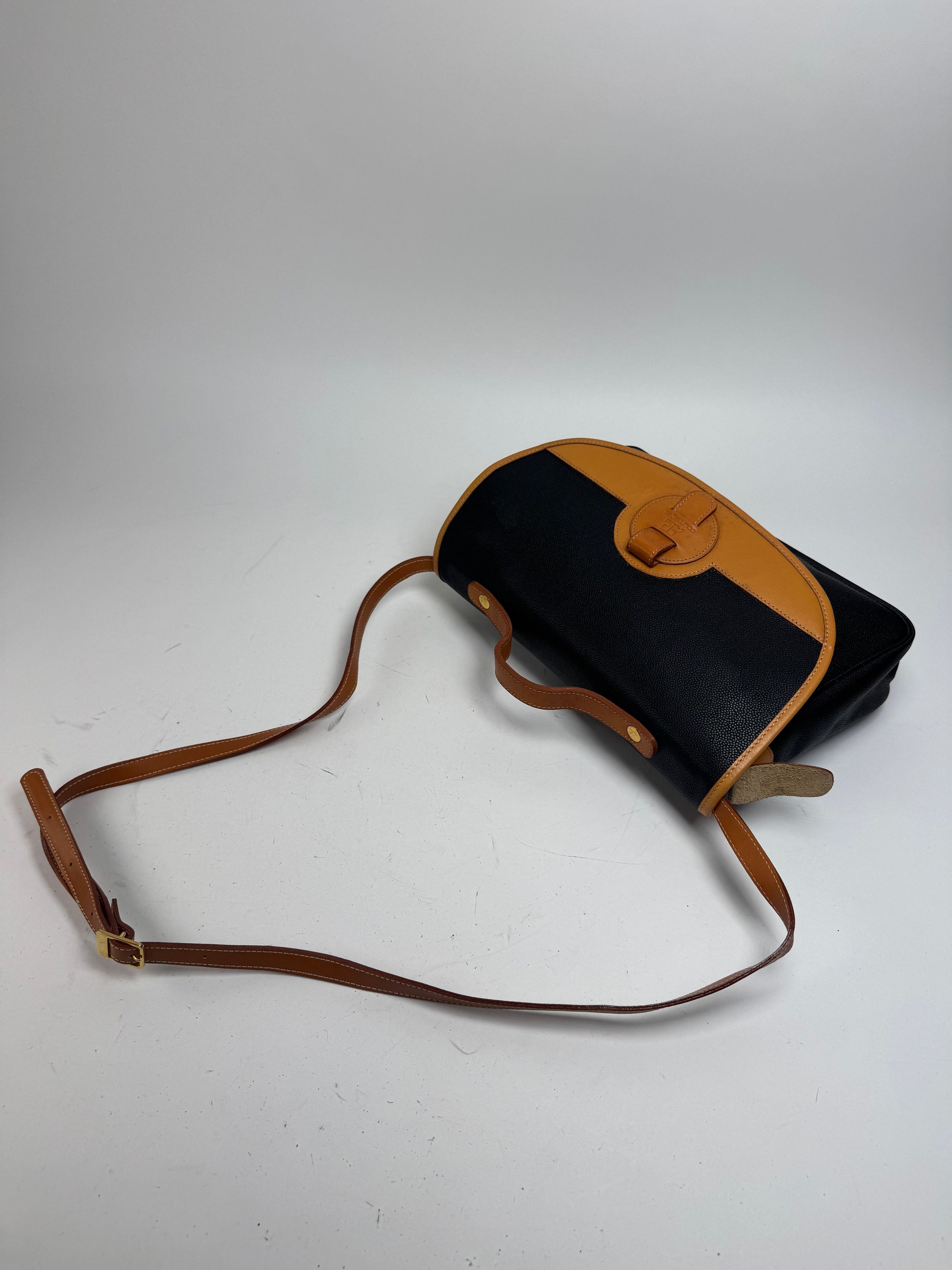 Courreges Vintage 2Way Leather handbag black brown Size ONE SIZE - 12 Thumbnail