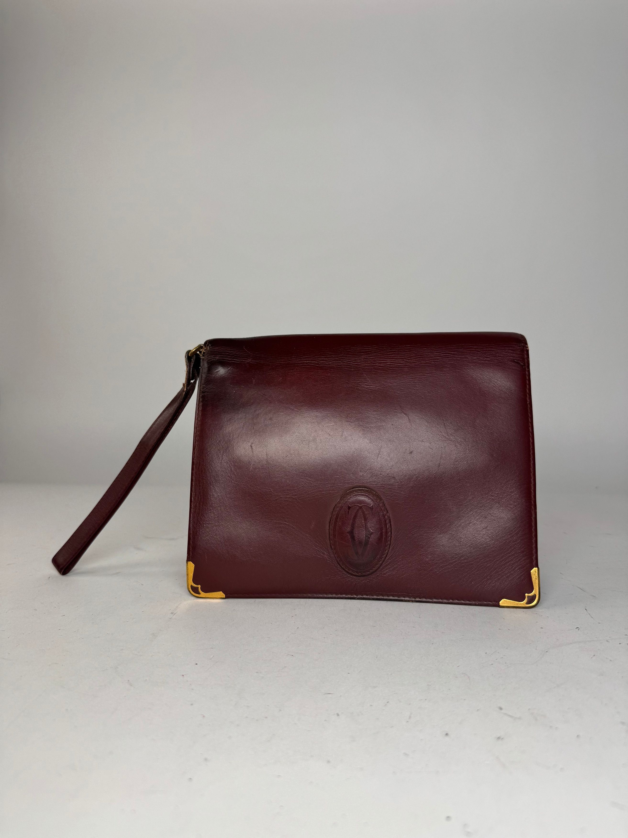 Cartier Vintage Leather Clutch Burgundy Size ONE SIZE - 13 Thumbnail