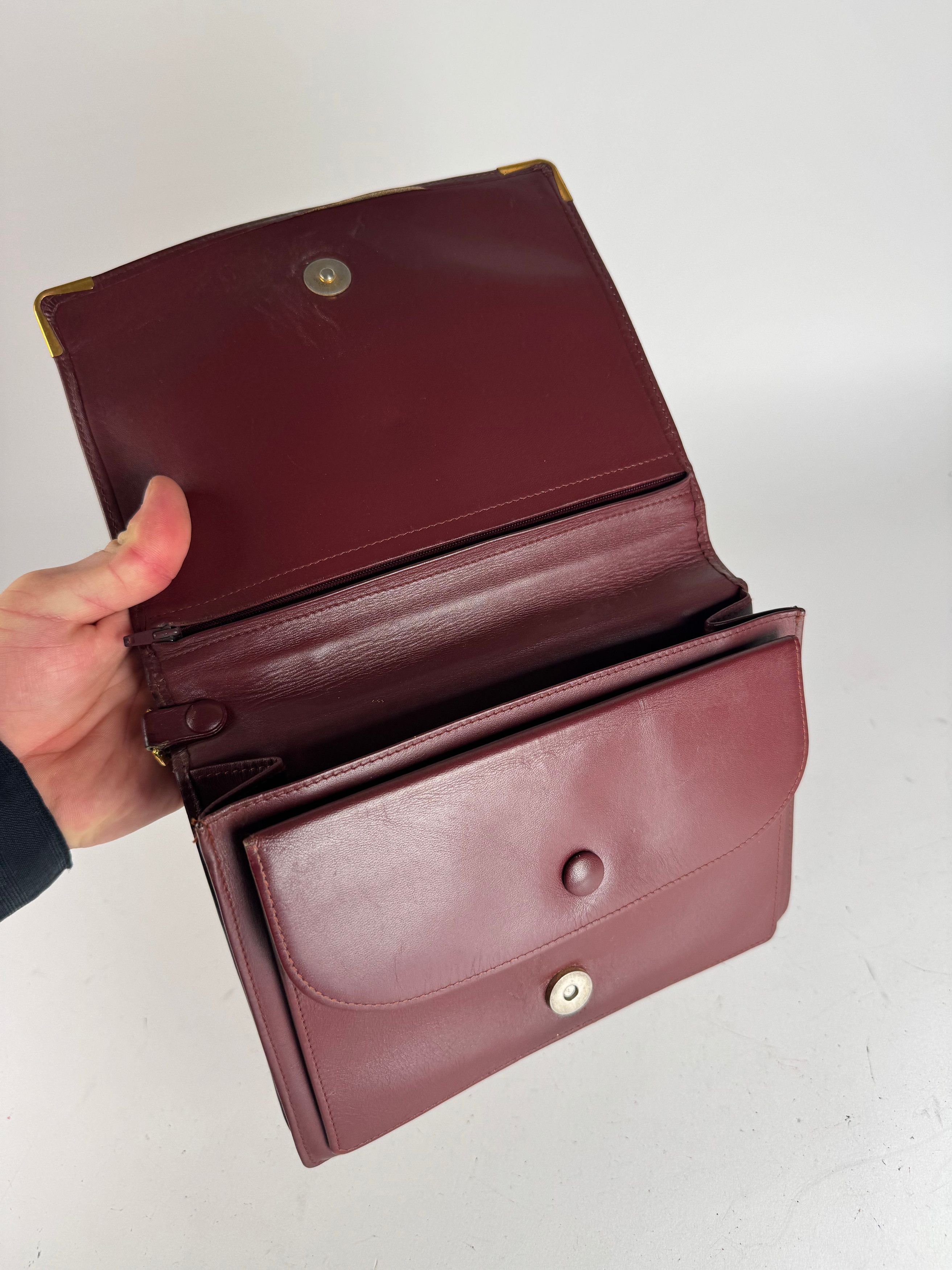 Cartier Vintage Leather Clutch Burgundy Size ONE SIZE - 4 Thumbnail