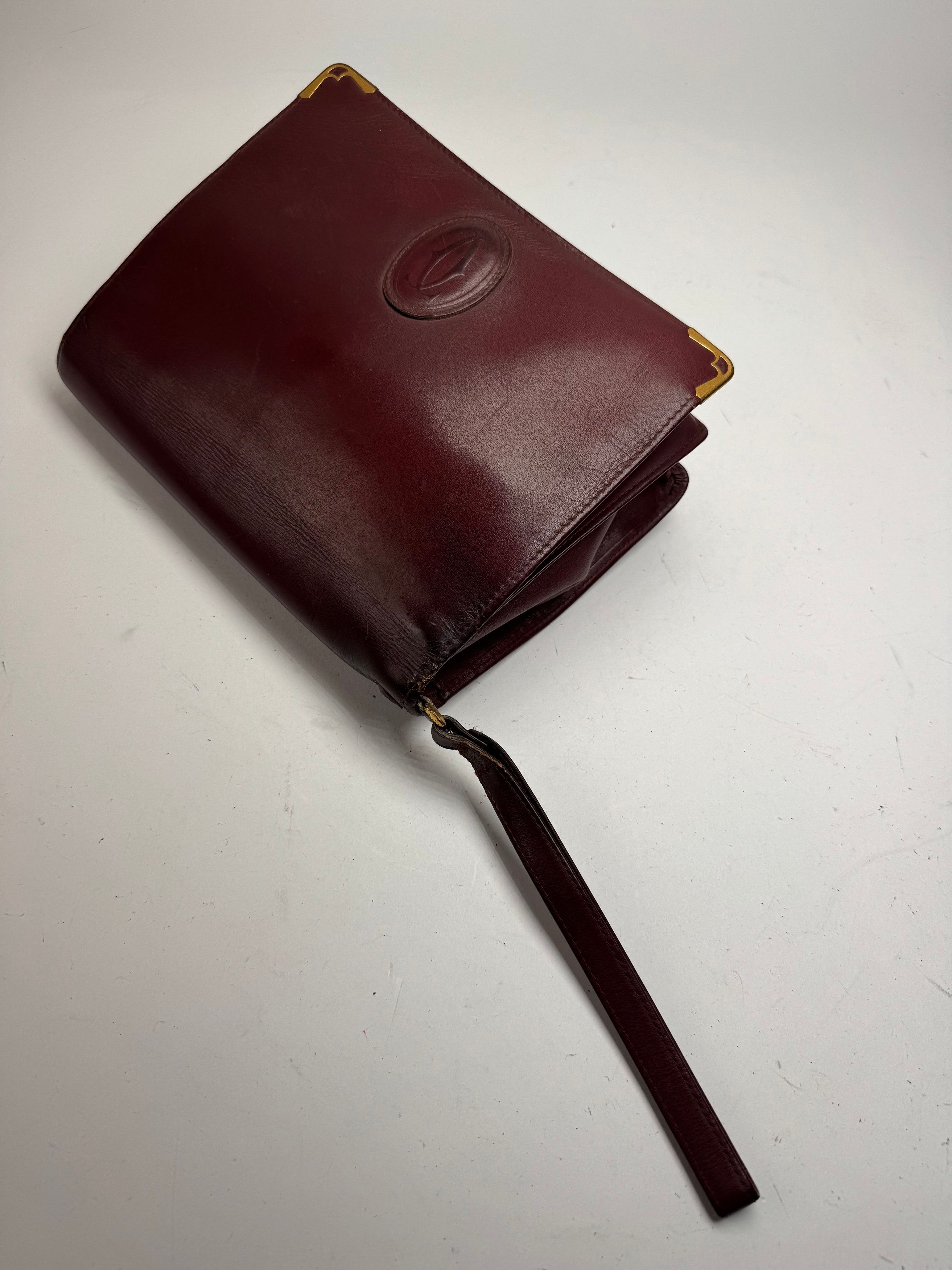 Cartier Vintage Leather Clutch Burgundy Size ONE SIZE - 9 Thumbnail