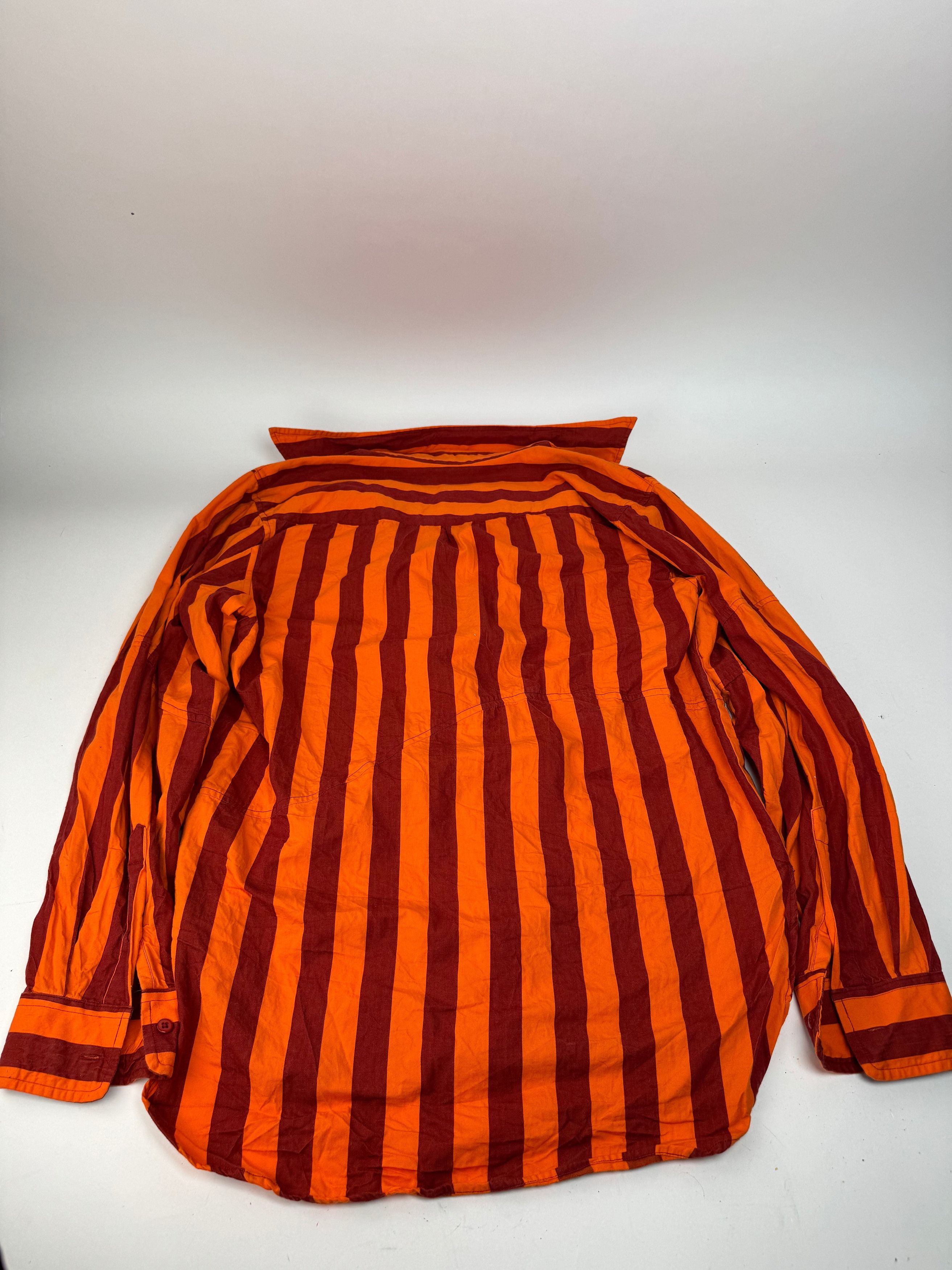 Camper Vintage Striped Cotton Shirt Orange Burgundy XL Size US XL / EU 56 / 4 - 11 Thumbnail