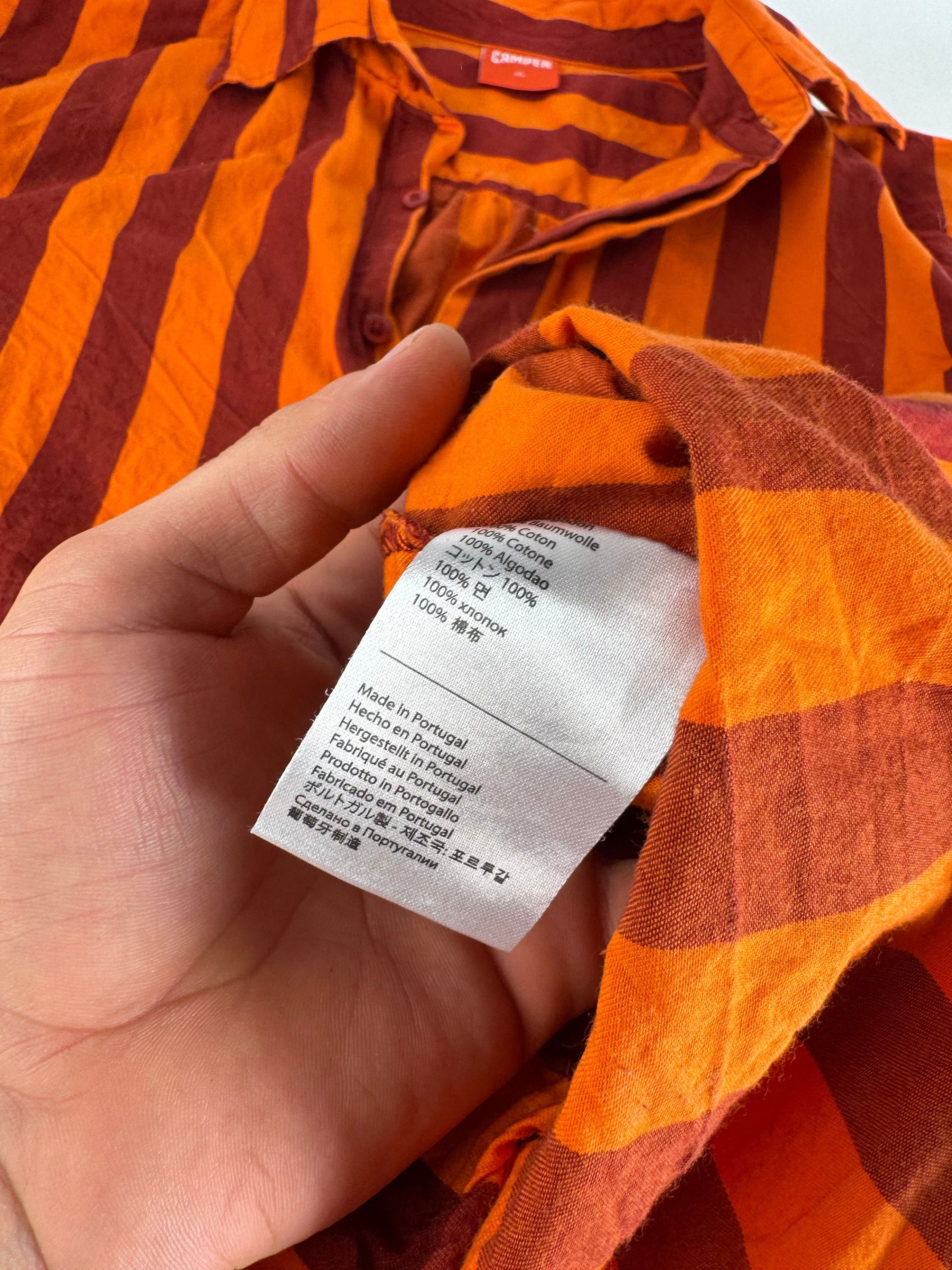 Camper Vintage Striped Cotton Shirt Orange Burgundy XL Size US XL / EU 56 / 4 - 10 Thumbnail
